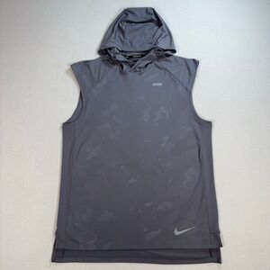 Nike Element Sleeveless Hoodie Men's‎ M Gray Stretch Swoosh Just Do It Running